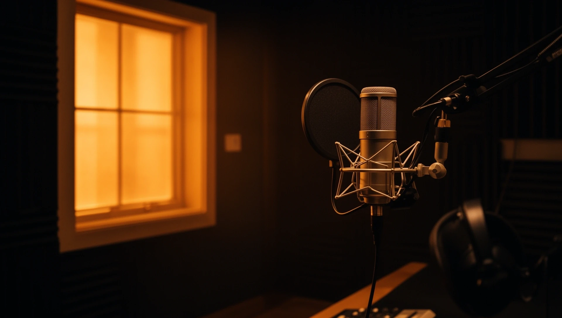 Podcast-Studio mit professionellem Mikrofon